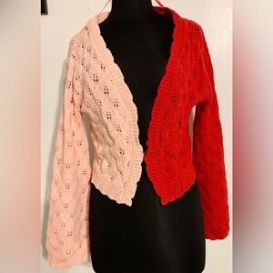 Knit Cardigan Sweater crocheted Colorblock women’s romantic long sleeve juniors